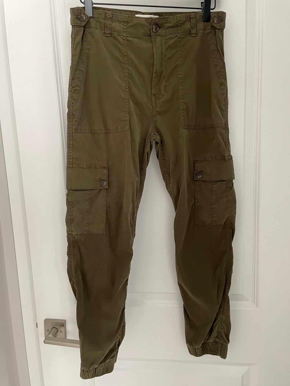 by Anthropologie Lyocell Cargo Joggers Olive Green Size 26 Relaxed Casual    B